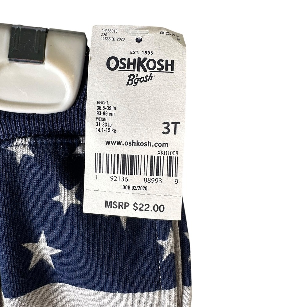 OshKosh B'gosh Toddler Boys 3T American Flag Stars Stripes Pull On Shorts NWT - Picture 2 of 7